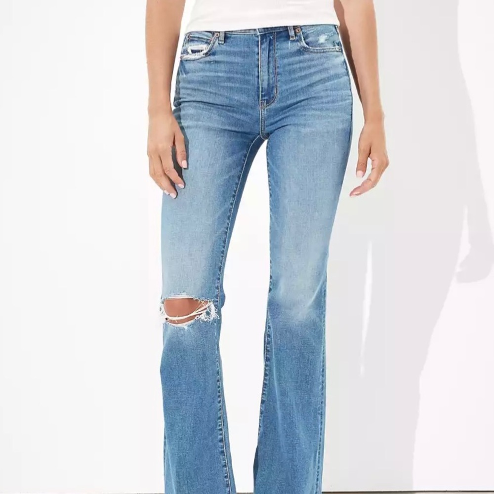 AE Ripped Super High-Waisted Flare Jean